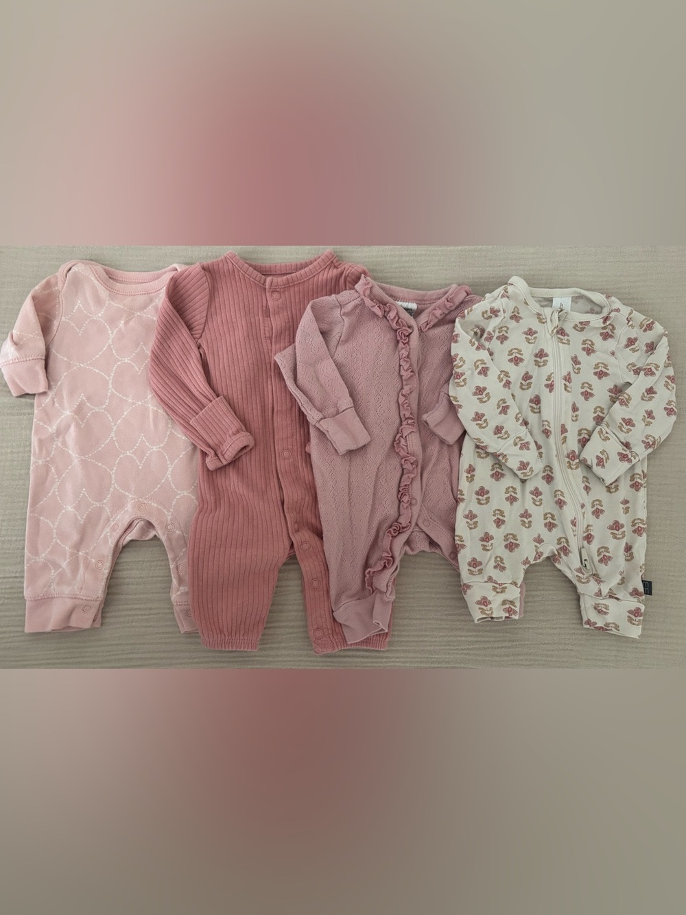 Baby Girls' Pink One-Piece Rompers/sleepers Pack